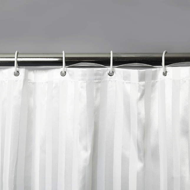100% Polyester White Satin Stripe Shower Curtain