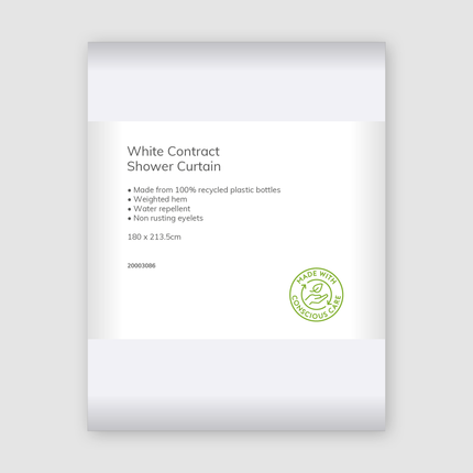 100% Recycled Polyester Plain White Shower Curtain