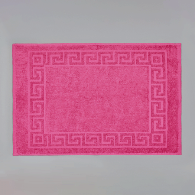Superior Quality Coloured Greek Key Border Bathroom Mats 700gsm - End of Line